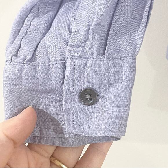 J. Jill button front linen blend shirt womans blouse size XS lavender blue - Picture 4 of 6